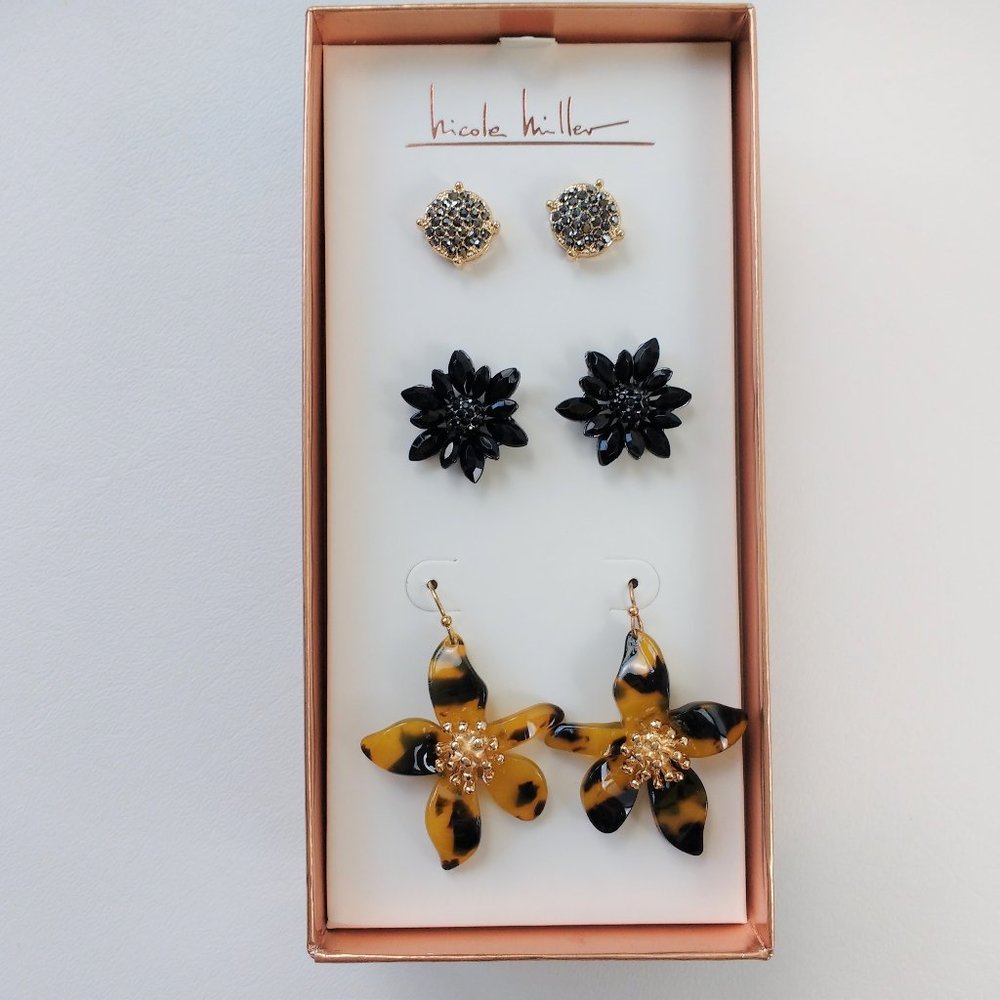 Nicole Miller Earrings Set 3 Pairs New